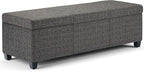 SIMPLIHOME Avalon Storage Ottoman Bench - 48 inch Wide Upholstered Tweed Look Fabric Rectangular Lift-Top Ottoman in Dark Grey, Contemporary Storage Bench for Living Room with High-Density Foam