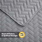 Maple&Stone Quilt Set Oversized King Size, 128"x120" Lightweight Grey Bedspread Ultrasonic Chevron Pattern Light Coverlet for All Season Comforter Bedding Decor - 3 Piece Bed Cover Sets