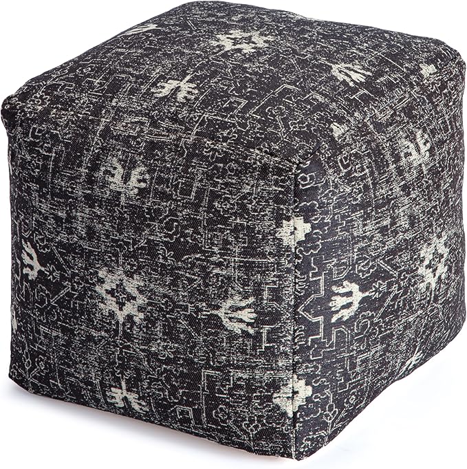 Anji Mountain 100% Handmade & Handcrafted Comfortable Home Décor Pouf Ottoman Footrest for Living Room, Bedroom, Nursery, Kidsroom, Patio Furniture - Obsidian Souk