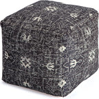 Anji Mountain 100% Handmade & Handcrafted Comfortable Home Décor Pouf Ottoman Footrest for Living Room, Bedroom, Nursery, Kidsroom, Patio Furniture - Obsidian Souk