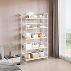 BHG Vintage Multifunctional Folding Bookshelf, No-Assembly Plant Stand Storage Rack Shelves for Home Office