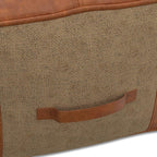 SIMPLIHOME Atkinson Boho Square Pouf in Tan Genuine Leather for the Living Room, Bedroom and Kids Room