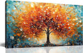 Zoyotago Large Canvas Wall Art Orange Yellow Tree Picture Modern Canvas Prints Ready to Hang for Bedroom Living Room Size 30x60