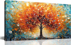 Zoyotago Large Canvas Wall Art Orange Yellow Tree Picture Modern Canvas Prints Ready to Hang for Bedroom Living Room Size 24x48