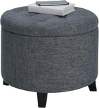 Convenience Concepts Designs4Comfort Storage Ottoman, Stormy Gray Fabric
