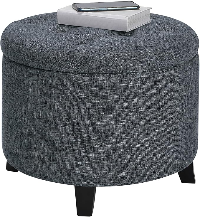 Convenience Concepts Designs4Comfort Storage Ottoman, Stormy Gray Fabric