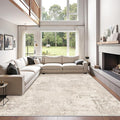 Art&Tuft Washable Rugs 5x7, Abstract Area Rugs for Living Room - Non Slip and Low Pile Soft Thin 5x7 Rug for Bedroom, Dining Room, Kitchen, Office, Beige