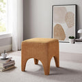 17" Boucle Modern Square Foot Stool Ottoman, Vanity Stool for Makeup, Rectangle Foot Rest for Couch, Upholstered Ottoman Stool for Living Room, Bedroom, Entryway (1, Curry)