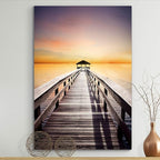 Renditions Gallery Canvas Nature Wall Art Home Paintings & Prints Serene Sunset Dock Romantic Glam Modern Wall Hanging Decorations for Bedroom Living Room Office Kitchen - 12"x18" LT06