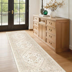 Kitchen Runner Rug Non Slip Washable 2.5x8, Soft Low Pile Entryway Rug Runners for Hallways,Carpet Runner for Living Room,Kitchen, Laundry, Bathroom(Cream/Beige,2.5'x8')