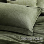 Monbix Oversized King Comforter Set - 7 Pieces Cationic Dyeing Olive Green Bed in a Bag Bed Sets with Comforter, Sheets, Pillowcases & Shams, Reversible Bedding Comforters Sets (120 * 98)