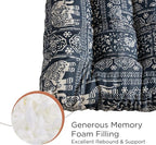 Codi Meditation Floor Pillow Set of 2, Large Pillows Seating for Adults and Kids, Bohemian Cushion for Fireplace Yoga Living Room Sitting, Memory Foam Added, 22x22 Inch Indigo Elephant
