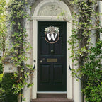 Circular Surname Front Door Welcome Sign - 26 Letter House Wreath, Front Porch Decorations, Year-Round Home Decor (W)