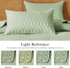 akkialla Full/Queen Size Quilt Bedding Set,Sage Green Lightweight Microfiber Soft Bedspread,Modern Style Geoetric Pattern Coverlet Set for All Seasons,3 Piece(1 Quilt,2 Pillow Shams)