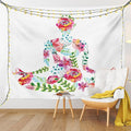 Ambesonne Yoga Tapestry, Silhouette in Lotus Pose with Blooming Watercolor Flowers Green Leaves Body and Mind, Wide Wall Hanging for Bedroom Living Room Dorm, 80" X 60", Blue Pink