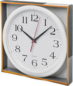 Bernhard Products White Wall Clocks 10 Inch, Set of 2 Silent Non Ticking Quality Quartz Battery Operated Round Easy to Read Home/Office/Kitchen/School Classroom Clock