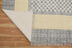 Kilim Rug 8x11 Area Rug Beige & Black Cotton Dhurrie Oriental Thick 0.19 inches Stone Easy Washable Rug Hand Wash Cotton Carpet Flatweave Rug Indoor Outdoor Rugs for Living Room, Bedroom