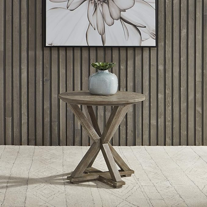 Liberty Furniture Industries Parkland Falls Round End Table, W24 x D24 x H24, Light Brown