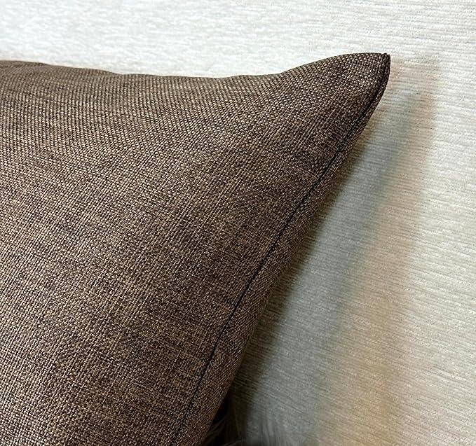 Aiking Home Woven Fine Faux Linen Throw Pillow Cover, Size 14"x26", Brown