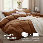 Bedsure Brown Duvet Cover Twin/Twin XL Size - 2 Pieces Prewashed Cotton-Like Polyester Extra Soft Bedding Set, Includes 1 Twin Duvet Cover 68''x90'' with Zipper Closure & 1 Pillow Sham, No Comforter