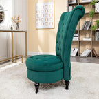 Royal High-Back Velvet Accent Chair for Vanity with Storage and Luxurious Upholstery, Retro Design and Versatile Usage for Living Room, Bedroom, Lounge and Office, Green