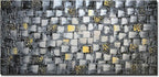 MyArton Large Thick Abstract Dark Silver add Golden Square Wall Art Hand Painted Artwork Textured Oil Painting on Canvas Framed Ready to Hang 60x30inch