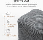 Anji Mountain 100% Handmade & Handcrafted Comfortable Home Décor Pouf Ottoman Footrest for Living Room, Bedroom, Nursery, Kidsroom, Patio Furniture - (20" x 20" x 20" - Gray Maze)