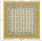 Area Rug 4' Square Rug Yellow & Beige Cotton Dhurrie Oriental Thick 0.19 inches Stone Easy Washable Rug Hand Wash Cotton Carpet Flatweave Rug Indoor Outdoor Rugs for Kitchen, Bedside, Enterway