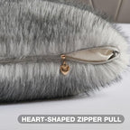 FUTEI Beige Gray Decorative Throw Pillow Covers 18x18 Inch Set of 2,Soft Faux Raccoon Fur Textured Cushion Case,Modern Home Luxurious Decor for Couch Bed Living Room