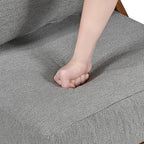 Lexicon Modern Accent Chair, Pascal Brown Solid Rubberwood Frame, Woven Chenille Upholstered Armless Chair with Reversible Cushions and Removable Covers, for Living Room, Bedroom and Office, Grey