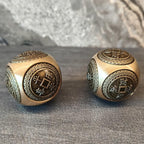 Brass Lucky Ball 6 Sides Rotatable Feng Shui Ornament Wealth Statue Treasure Ball Fengshui Sculpture Chinese Traditional Home Decor (F2 Lucky Ball x 2)