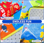 World Map ABC Kid Rug for Playroom Geography 59"×39.4" Classroom Play Rug Educational Baby Playmat Alphabet Carpet Primary School Fluffy Ployester Non-Slip Preschool Mat Nursery Room Learning