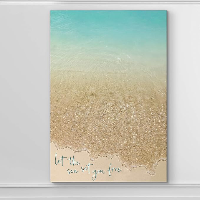 Renditions Gallery Canvas Motivational Wall Art Nature Paintings Decorations Sandy Beach Shore Romantic Scenic Wall Hanging Artwork for Bedroom Living Room Office Kitchen - 12"x18" LT06