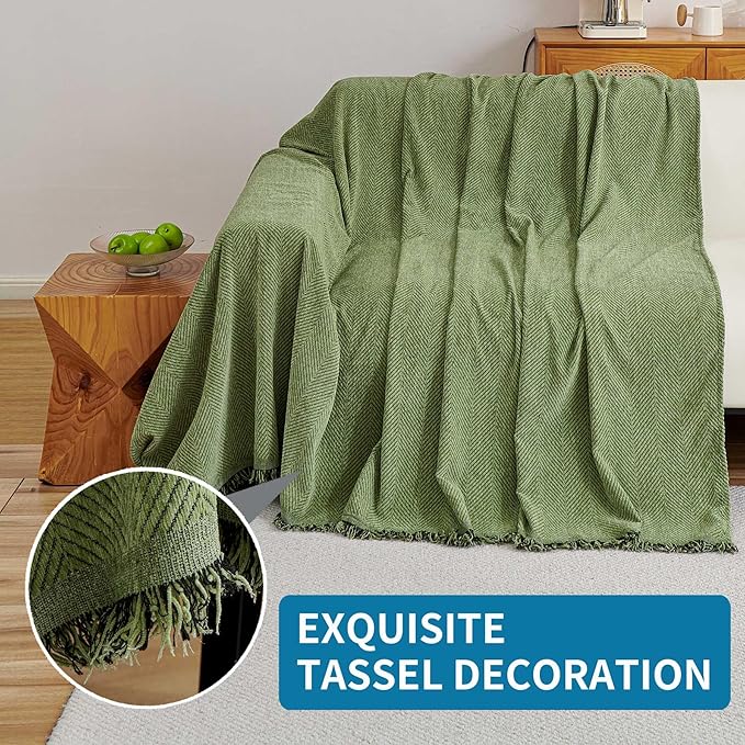 HAOMAIJIA Chenille Couch Cover Sofa Covers for 3 Cushion Couch Washable sectional Couch Covers for Dogs pet Furniture Protector Couch Cover Blanket for Living Room (sage Green, 91"x118")