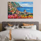 Art Hand Painted Seaside Town Landscape Oil Painting Modern Abstract Art Home Wall Deco Art 30x45 inches