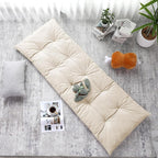 HOMBYS Floor Lounger Pillow Foldable and Tufted Design Long Floor Cushion for Yoga, Reading, Sleeping, Meditation, Elastic Band for Roll Up and Easy Storage, Machine Washable (Beige, 74"x27")