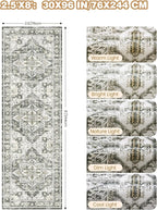 Kitchen Runner Rug Non Slip Washable 2.5x8, Soft Low Pile Entryway Rug Runners for Hallways,Carpet Runner for Living Room,Kitchen, Laundry, Bathroom(Grey/Beige,2.5'x8')