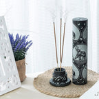 Crocon Handmade Black Marble Incense Stick Tower Burner Round Shape Jali Design Incense Tower Burner | Tea Light Candle Holder | Living Room Decor Home Fragrance Decorative Gift Size 3X3X10 Inch