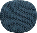 REDEARTH · Round Pouf Bean Bag Ottoman - Foot Stool Hand Knitted - Home Decor Pouffe Stuffed - Cable Boho Poof Beanbag Footrest for Living Room - Nursery - Bedroom - Patio (19.5"x19.5"x14") - Teal