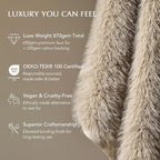 EVERGRACEHOME Luxury Faux Fur Throw Blanket, Soft Fluffy Faux Mink Blankets for Bed, Couch, Sofa, Thick Cozy Plush Warm Fur Throws with Reversible Velvet, Natural Mink, 60"x80"