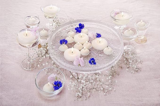 BOLSIUS White Floating Candles 3 Inch - Set Of 12 Maxi Candles - 8 Hour Clean Burning - Palm Oil Free - 0% Animal Fat - Premium European Quality