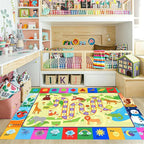 Educational Kids Rug 4x5ft - Alphabet, Numbers, Shapes & Seasons Learning Carpet, Washable Non-Slip Nursery & Classroom Mat for Playrooms, Durable Multi-Design Play Mat