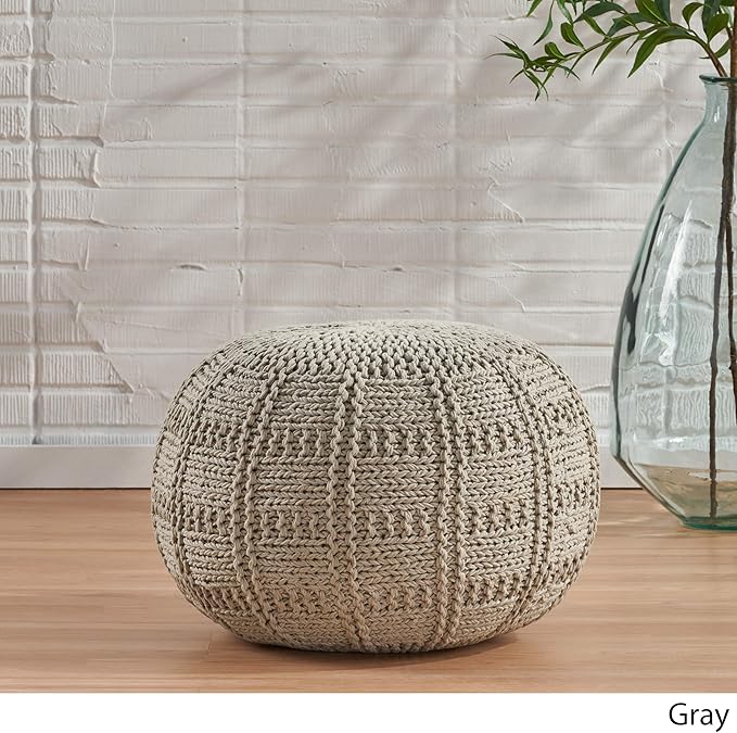 Christopher Knight Home Yuny Fabric Pouf, Grey