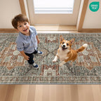 Kitchen Runner Rug Non Slip Washable 2.5x8, Soft Low Pile Entryway Rug Runners for Hallways,Carpet Runner for Living Room,Kitchen, Laundry, Bathroom(Grey/Brown/Tan,2.5'x8')