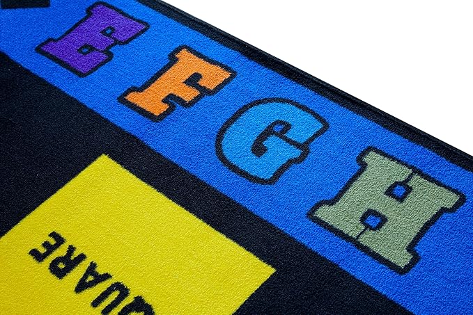 KIDCARPET.COM Shapes with The Alphabet Classroom Rug 6' x 8'6" Rectangle, Educational Classroom Rug, Kids Learning Play Mat | Area Rug for Bedroom or Playroom