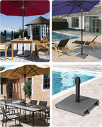 42lbs Patio Umbrella Base with Wheels - Heavy Duty Outdoor Patio Market Umbrella Stand for Deck with Rollers, Poolside, Balcony, Wind-Resistant Design, Grey