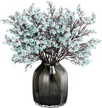 JAKY-Global Babys Breath Fabric Cloth Artificial Flowers 12 Bundle European Fake Silk Plants Decor Wedding Party Decoration Bouquets Real Touch DIY Home Garden (Grey Blue-12pcs)