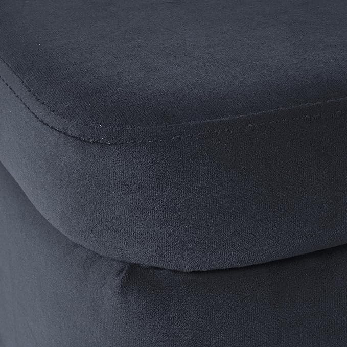 HomePop Upholstered Storage Bench with Metal Leg, 42" W, Blue Velvet