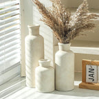 Ceramic Vases Set of 3, Whitewashed Neutral Flower Vases Home Decor, Pottery Rustic Farmhouse Decorative Vases Modern Decor for Table Mantel Entryway Bookshelf Living Room Kitchen Bedroom