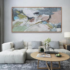 Pink Abstract Painting Large Wall Art Living Room Decor Green Canvas Print Colorful Abstract Wall Art For Living Room Home Office Decoration 30x60 Inch